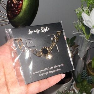 Gold and Black Chain Bracelet